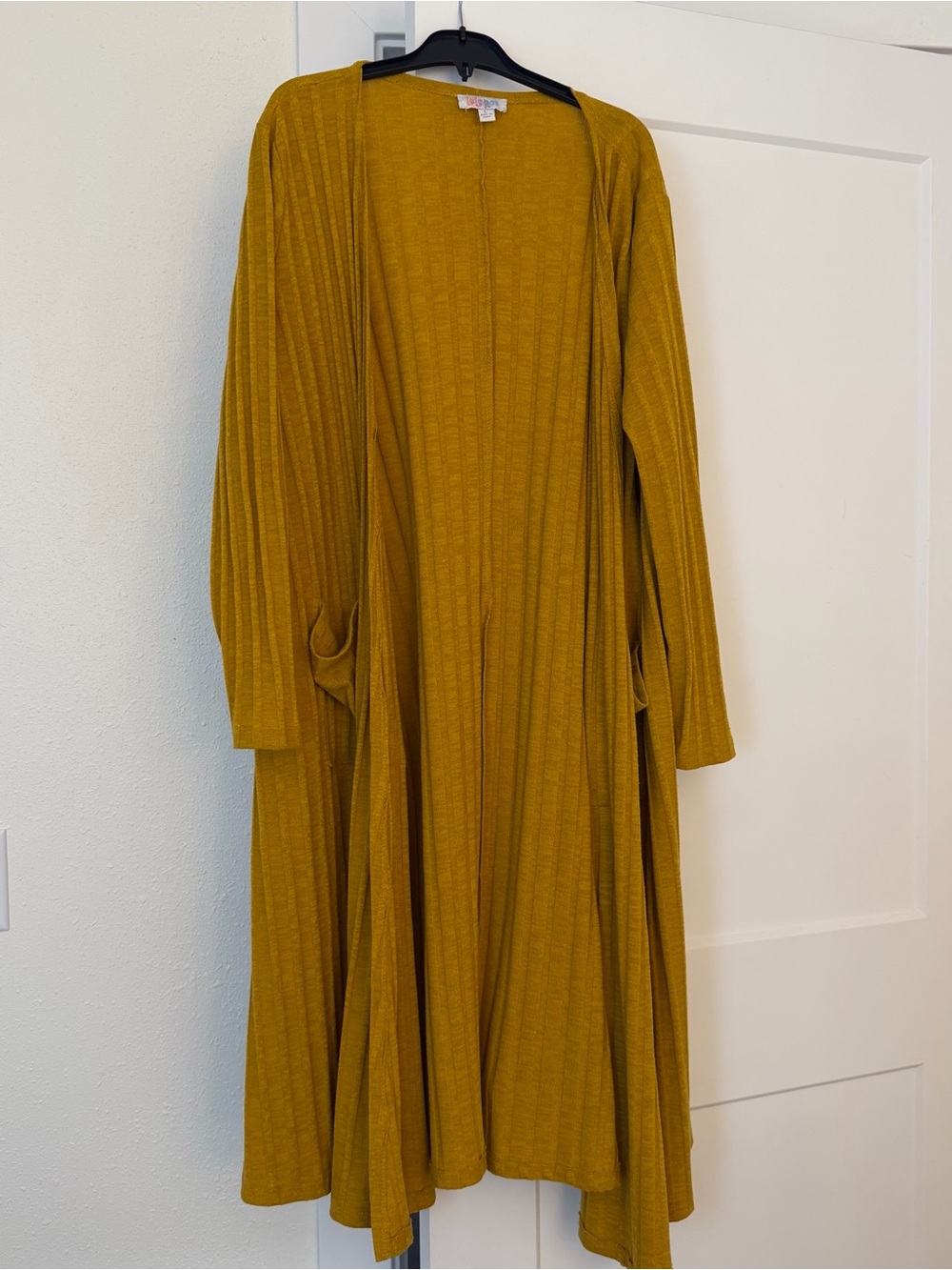 LuLaRoe Mustard Open-Front Maxi Cardigan Dress